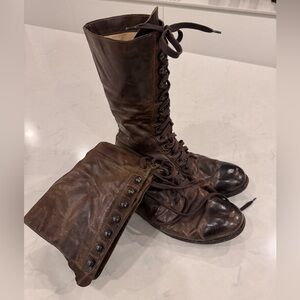 Zeha Berlin Leather High Lacing Tan Vintage Boots